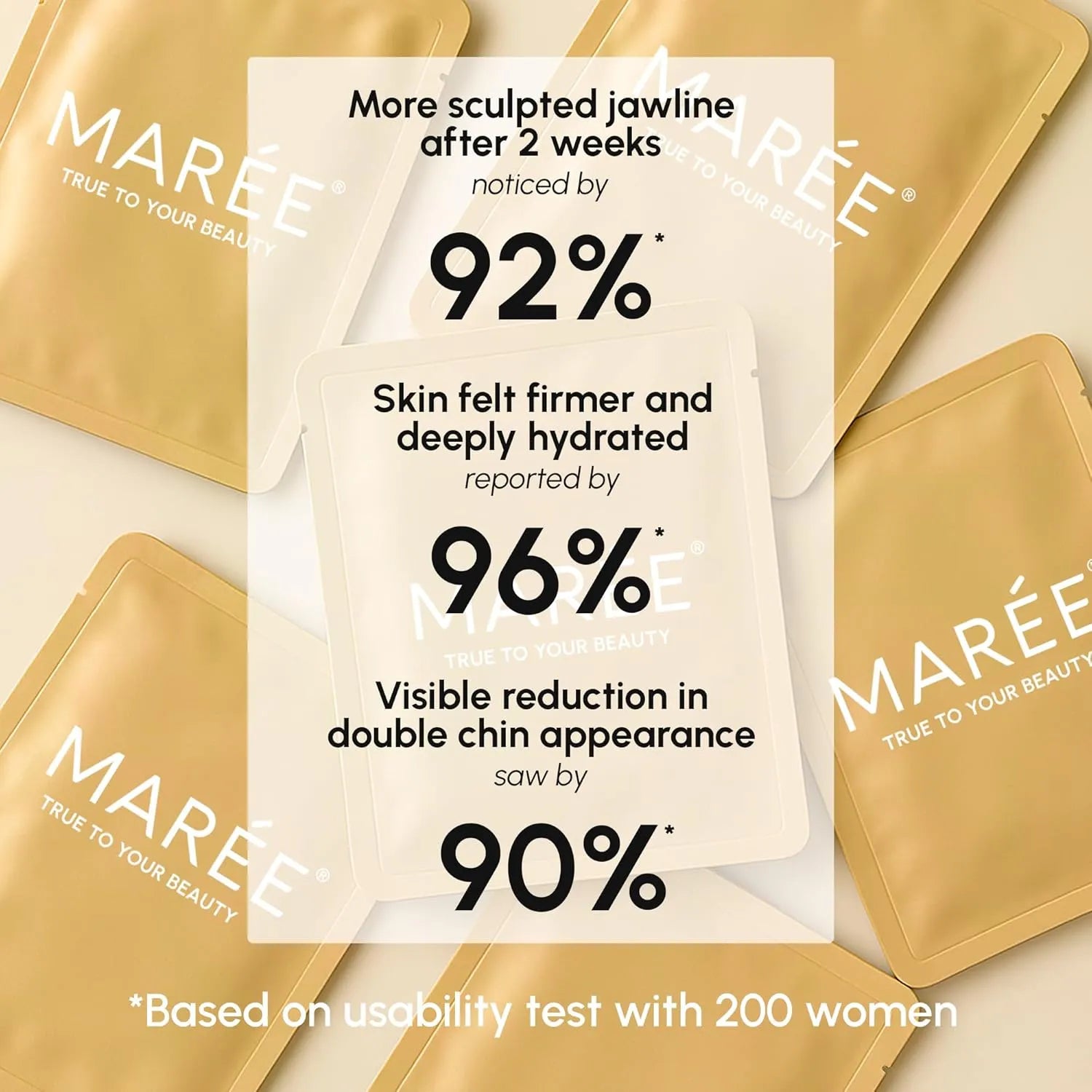 MAREE Chin Lifting Mask reported user results showing improved jawline appearance and hydrated skin after regular use.