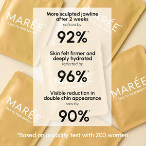 MAREE Chin Lifting Mask reported user results showing improved jawline appearance and hydrated skin after regular use.