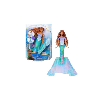 Mattel Disney The Little Mermaid Ariel transforming doll in retail packaging and mermaid form display.