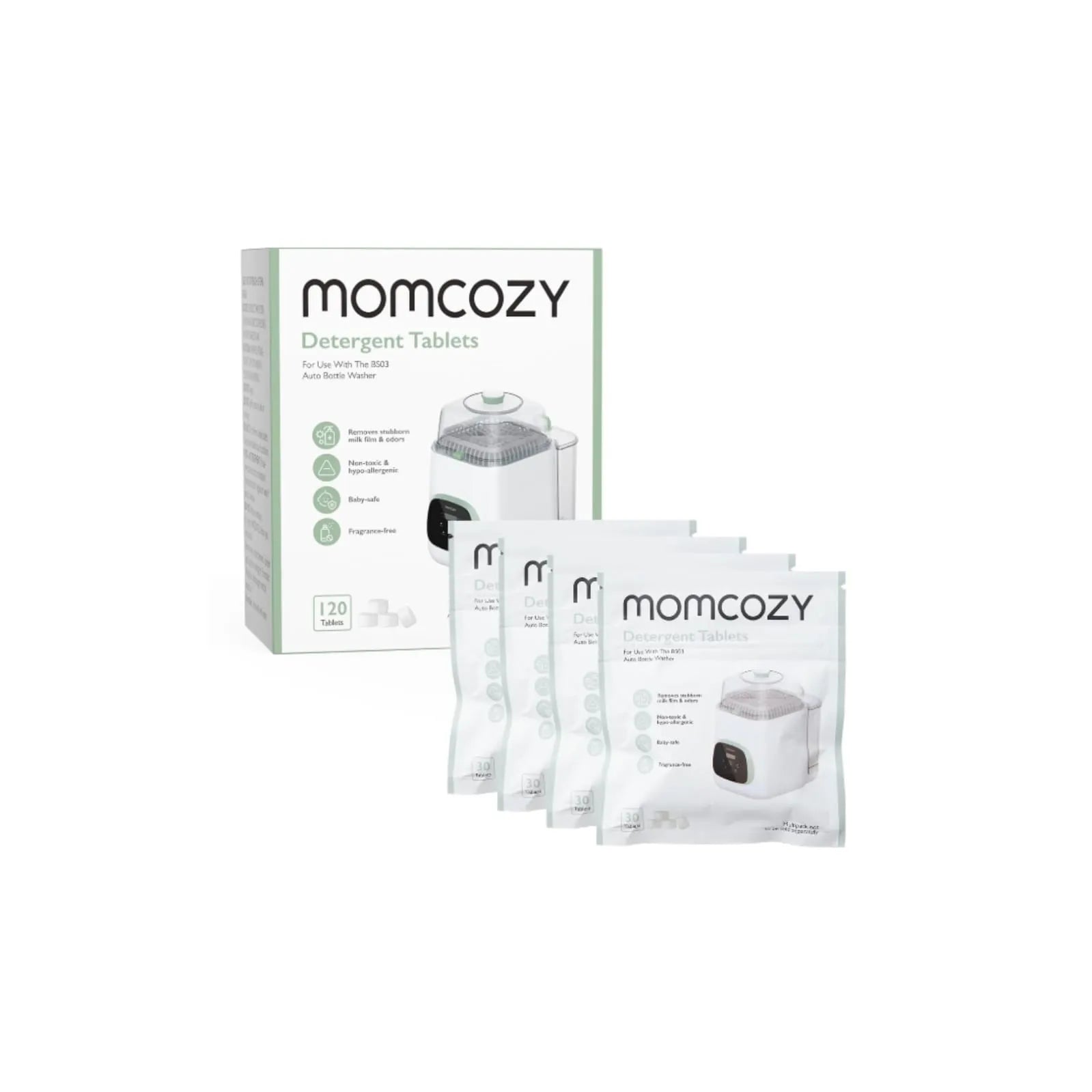 Momcozy official 120 detergent tablets for KleanPal Pro baby bottle washer multipack