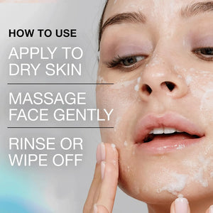Woman applying Neutrogena Make-Up Melting Micellar Cleansing Milk to face with usage instructions displayed.