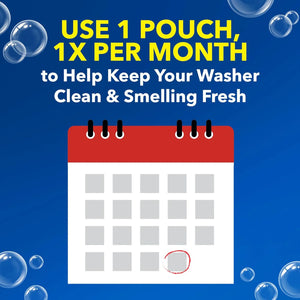 OxiClean Washing Machine Cleaner recommends using one pouch per month to help keep washer clean and smelling fresh.