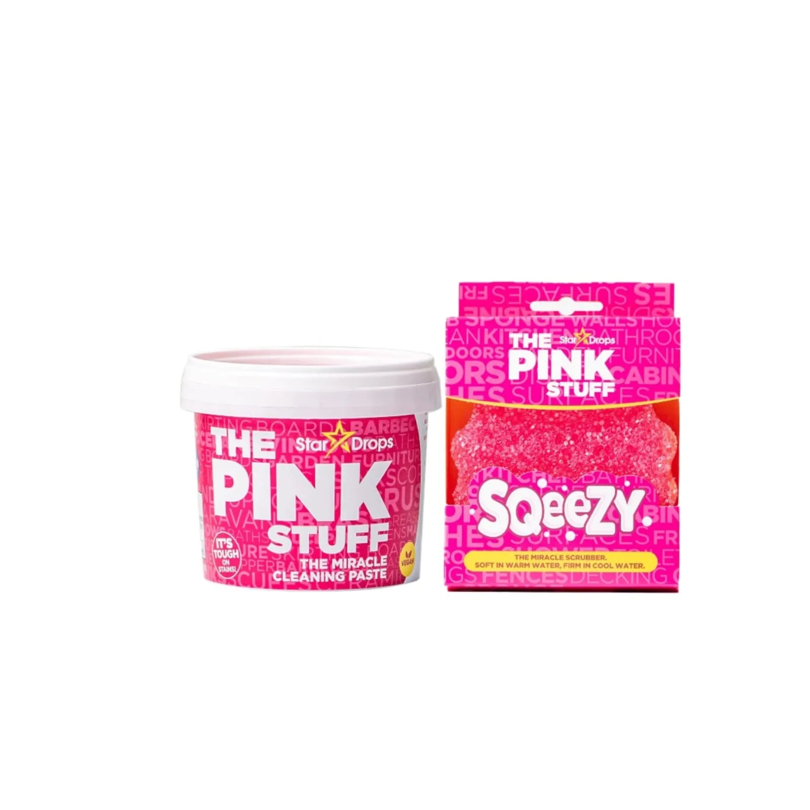 Stardrops The Pink Stuff Miracle Cleaning Paste with SQeeZY scrubber sponge bundle product image.