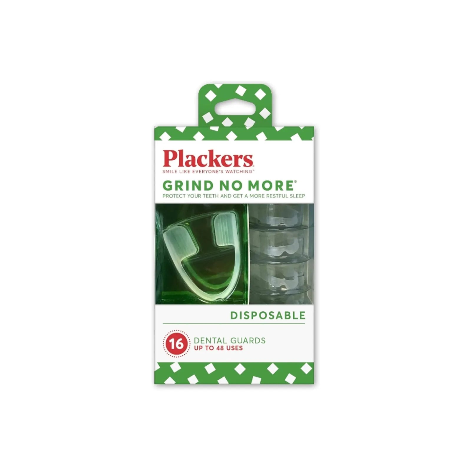 Plackers Grind No More disposable dental night guard 16 count front packaging