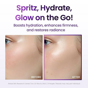 Before and after results of Probioderm 3D Lifting Cream Mist on skin glow