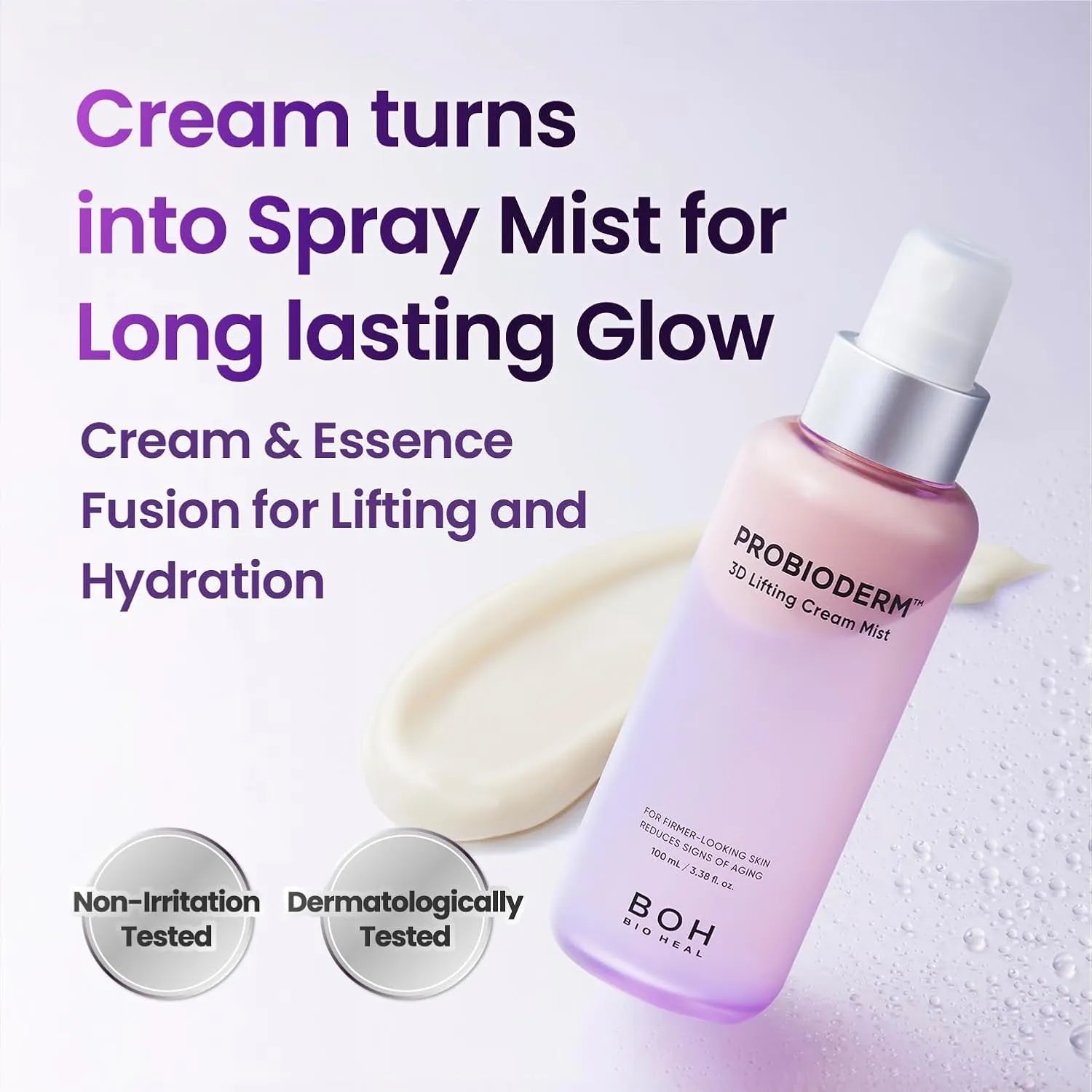 Cream turns into mist technology of Probioderm 3D Lifting Cream Mist