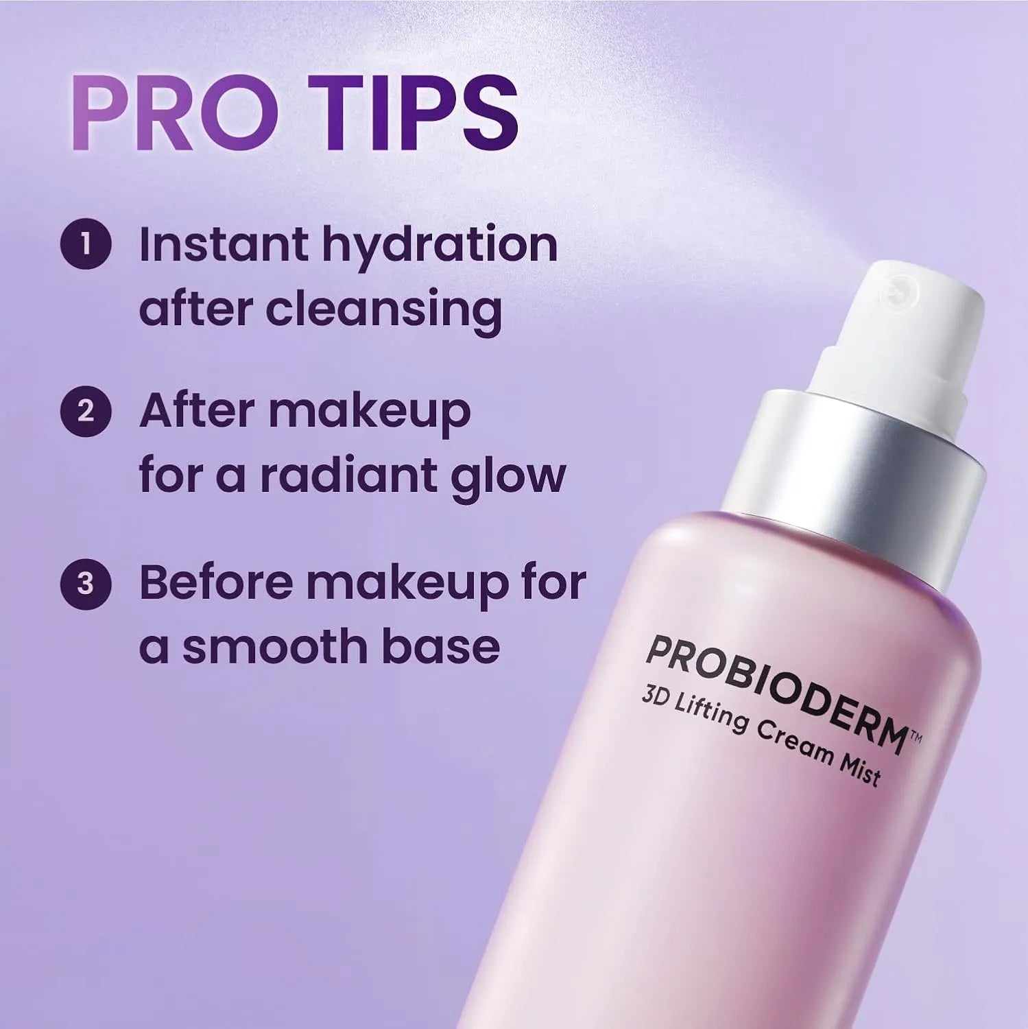 How to use Probioderm 3D Lifting Cream Mist for hydration and glow