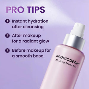 How to use Probioderm 3D Lifting Cream Mist for hydration and glow