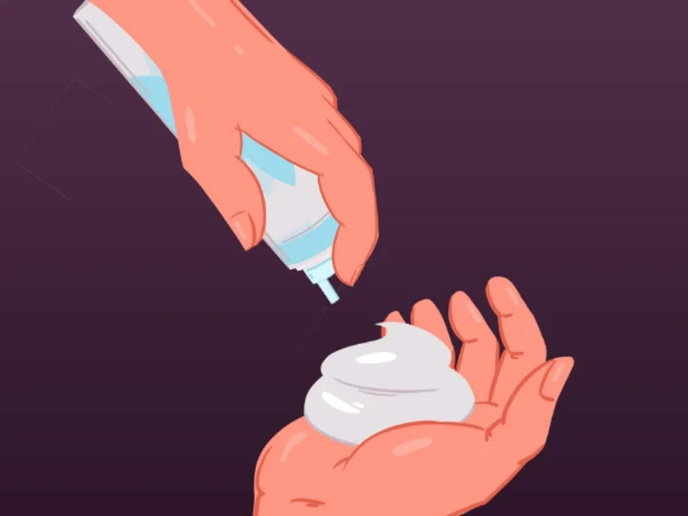 Illustration of Rogaine Women’s 5% Foam being dispensed into the hand for application