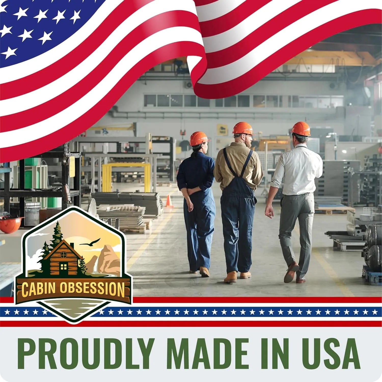 Septic tank treatment manufactured in the USA with factory production background