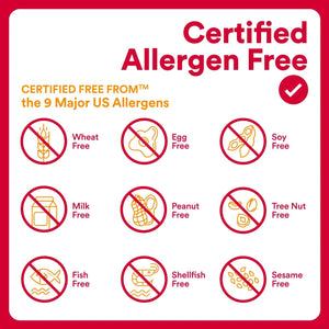 SmartyPants Adult Multi Plus gummies certified free from the 9 major US allergens graphic