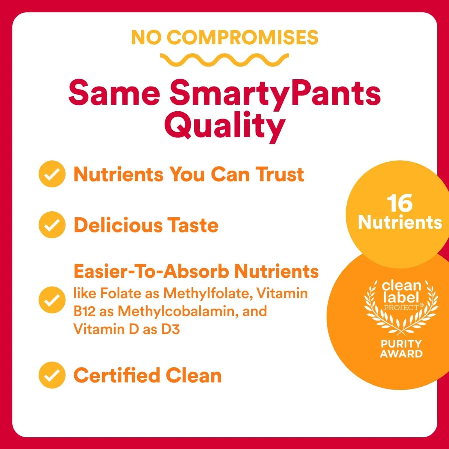 SmartyPants Adult Multi Plus multivitamin gummies certified clean with 16 nutrients graphic