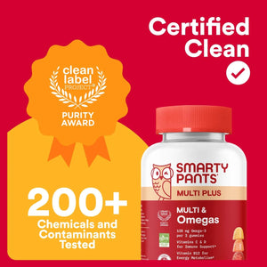 SmartyPants Adult Multi Plus multivitamin gummies Clean Label Project Purity Award graphic