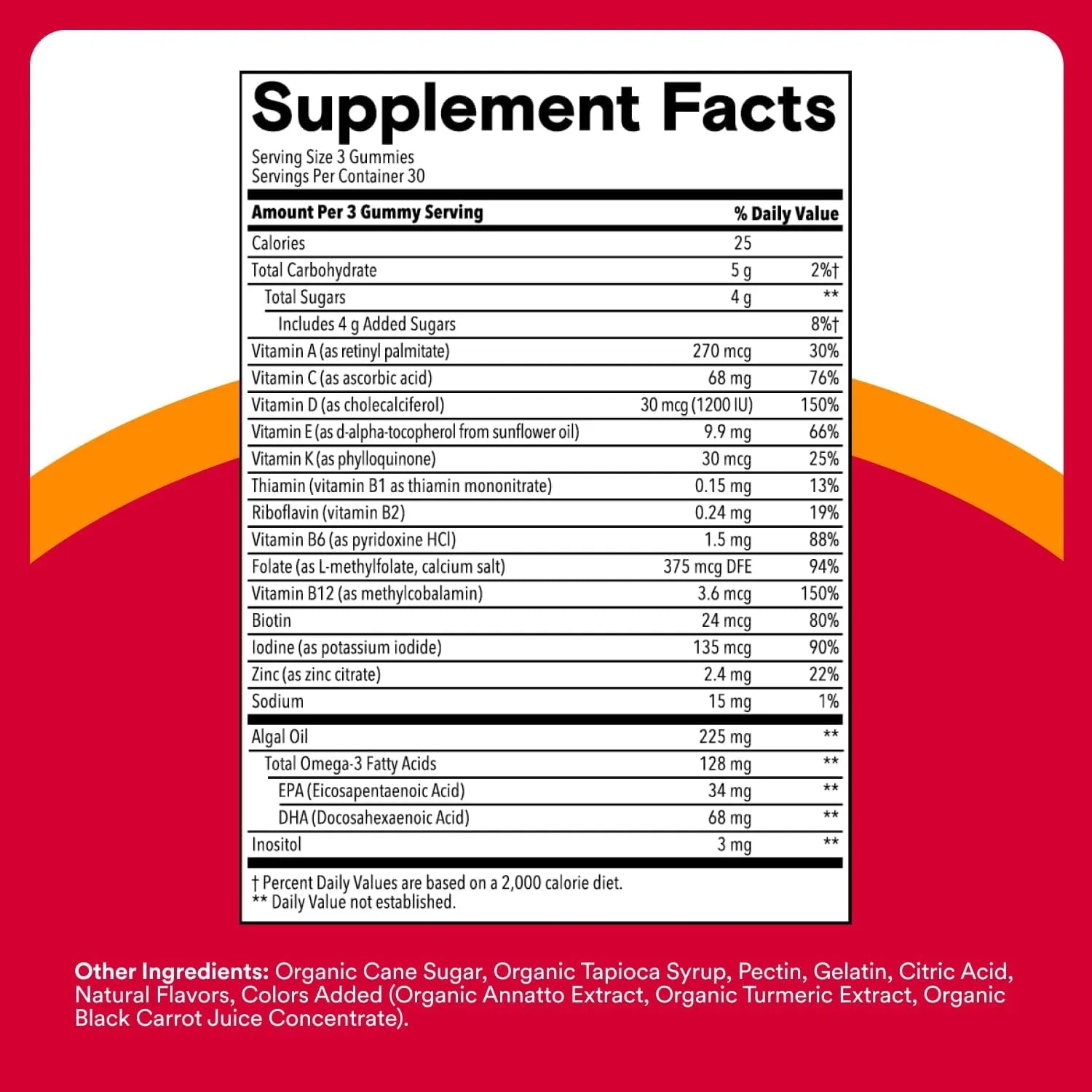 SmartyPants Adult Multi Plus multivitamin gummies supplement facts label 90 count