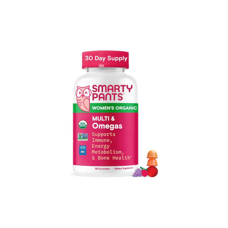 SmartyPants Organic Women’s Multivitamin Gummies 120 count 30 day supply bottle