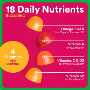 SmartyPants Organic Women’s Multivitamin Gummies 18 daily nutrients including omega-3 ALA vitamin A vitamin C D3 and K2