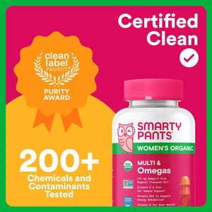 SmartyPants Organic Women’s Multivitamin Gummies certified clean Clean Label Project Purity Award graphic