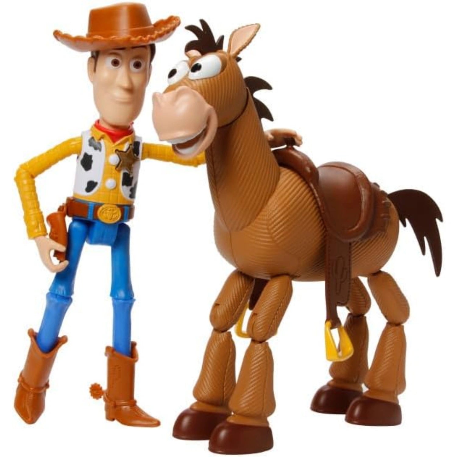 Woody and Bullseye Toy Story 4 figures standing together with detailed movie-inspired features.
