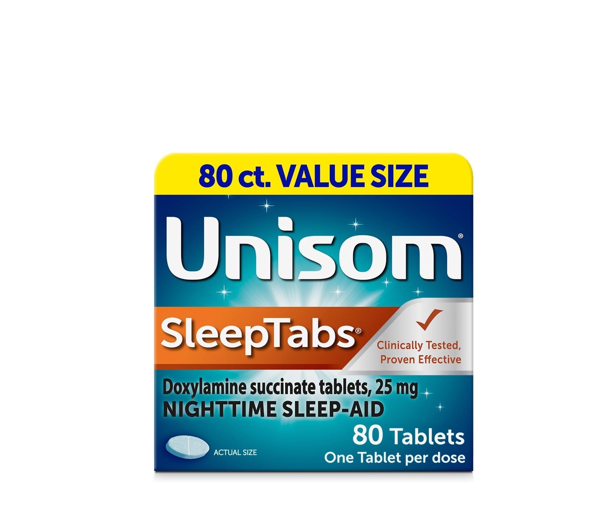 Unisom SleepTabs Nighttime Sleep Aid Tablets – Doxylamine Succinate, 80 Count