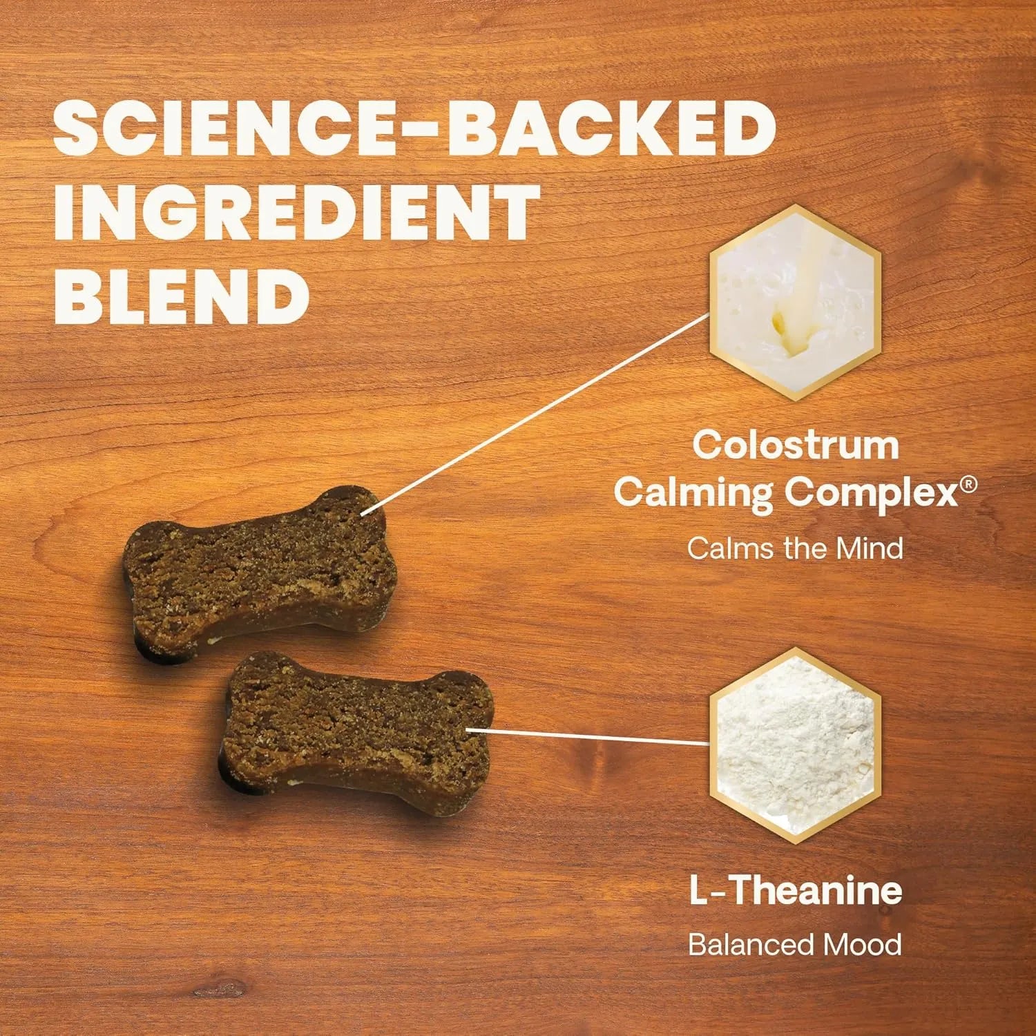 VetriScience Composure Calm & Confident dog chews with colostrum calming complex and L-Theanine